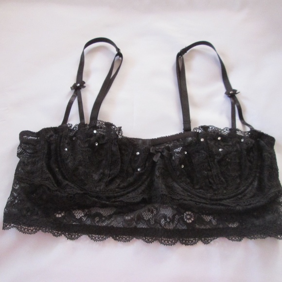 FREDRICK’S/HOLLYWOOD LCE/SATN EMBELLISHED BRA NWT - Picture 2 of 8
